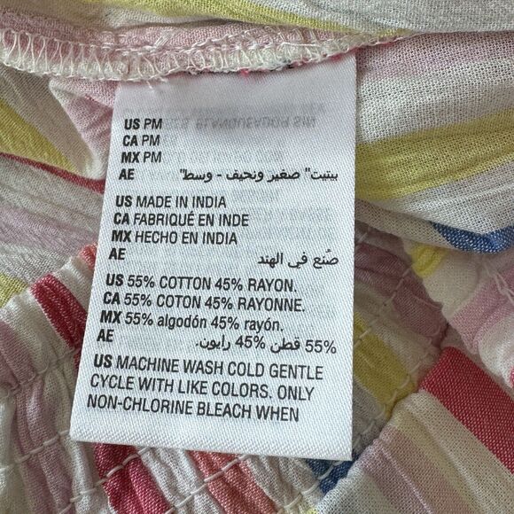 Style & Co Petite Medium Capris Pants Striped Wide Leg Smocked Waist Gauzy Multi - Picture 7 of 8